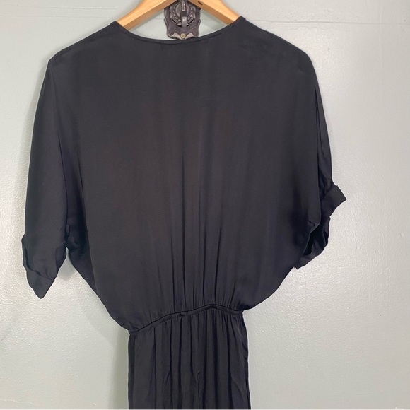 Stillwater Black Easy Deep V Silky Maxi Dress Short Sleeve Sz S - Picture 6 of 6